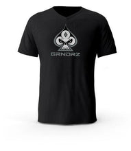 Load image into Gallery viewer, Black White Icon & Logo V-Neck T-Shirts - GRNDRZ