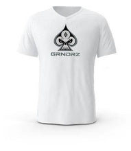 Load image into Gallery viewer, White Icon & Logo V-Neck T-Shirts - GRNDRZ