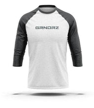 Load image into Gallery viewer, White &amp; Heather Charcoal 3/4 Sleeve Raglan - GRNDRZ
