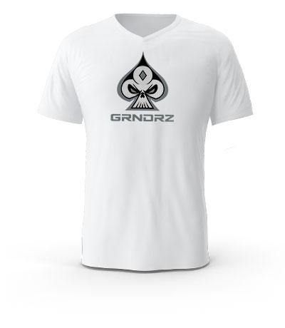 White Icon & Logo V-Neck T-Shirts - GRNDRZ