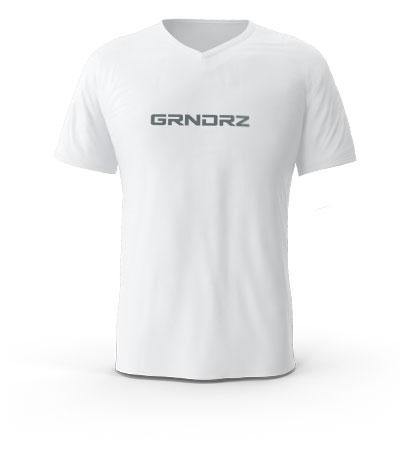 White Logo V-Neck T-Shirts - GRNDRZ